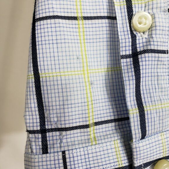 Thomas Dean Mens Shirt Size XL Blue Flip Cuff Button Front Long Sleeve Plaid - Picture 11 of 12